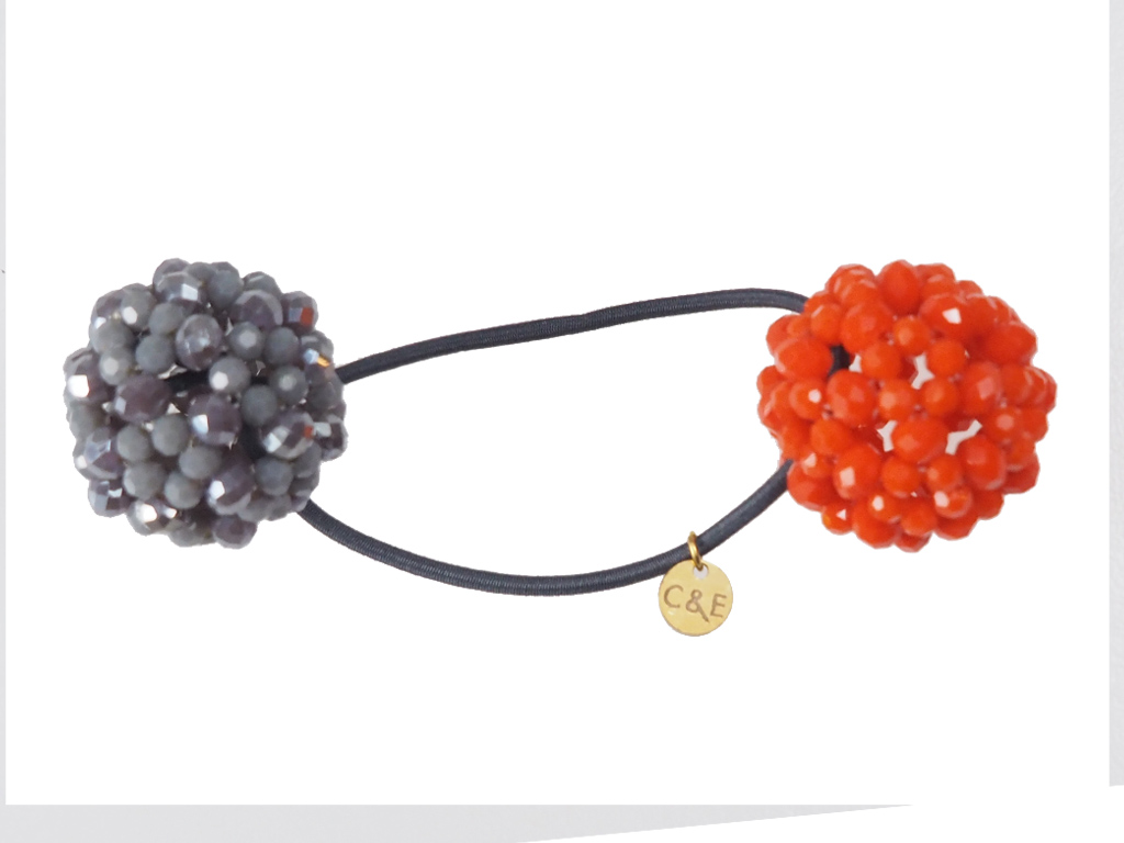 Haargummi Claire grau-orange