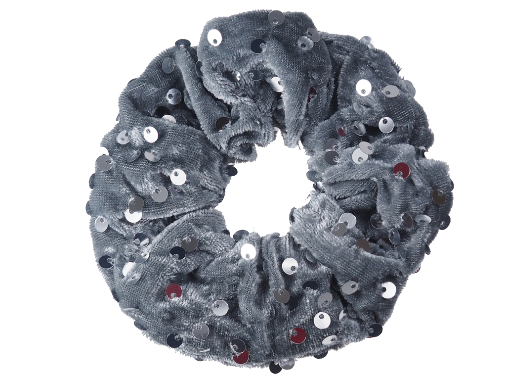 Scrunchie Paillette bgrau