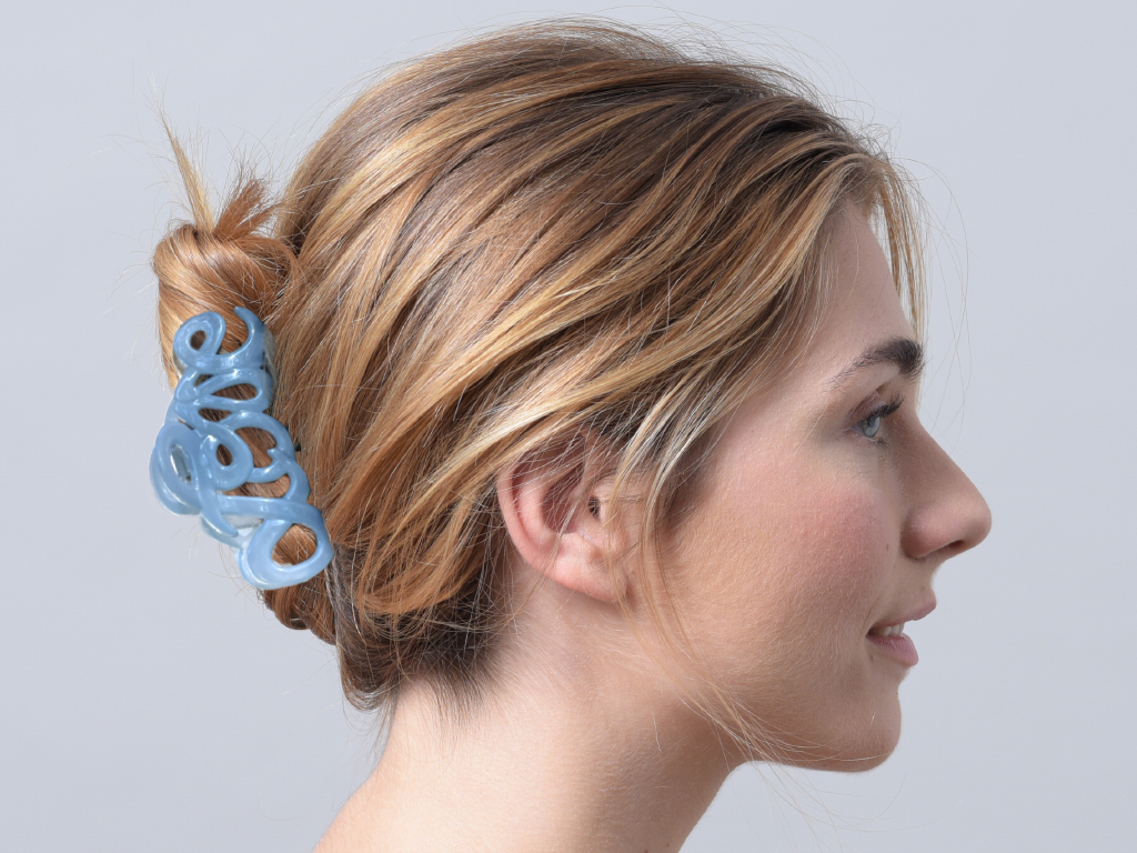 Haarklammer Love hellblau groß