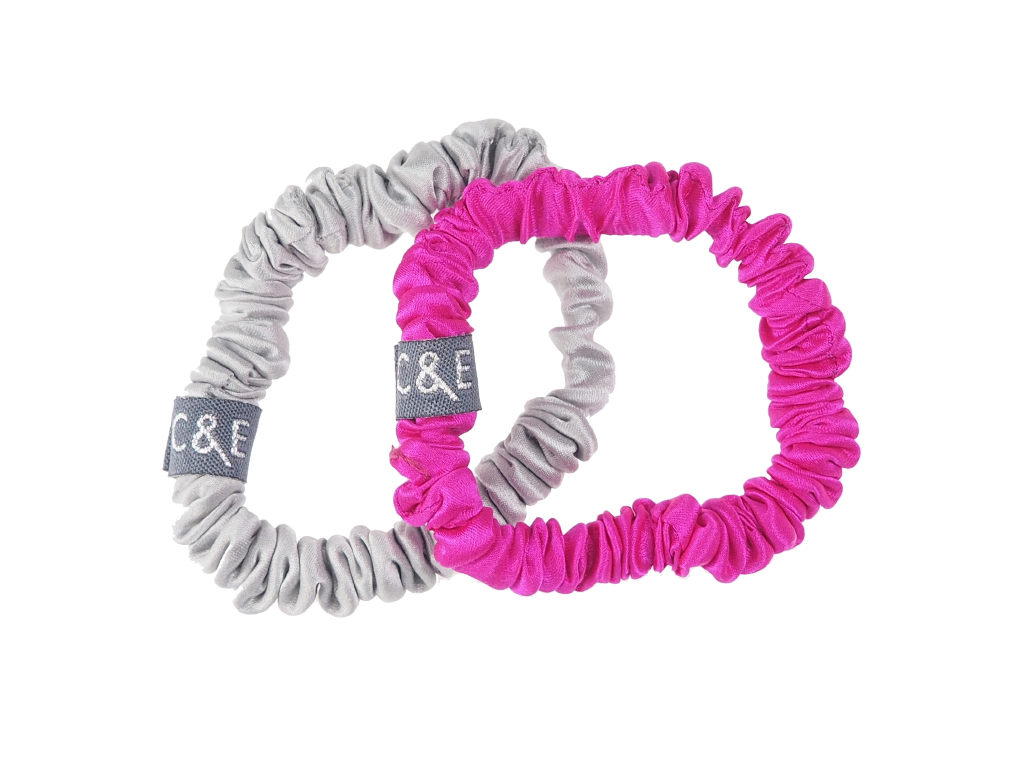 Seiden-Scrunchies Seda pink-grau