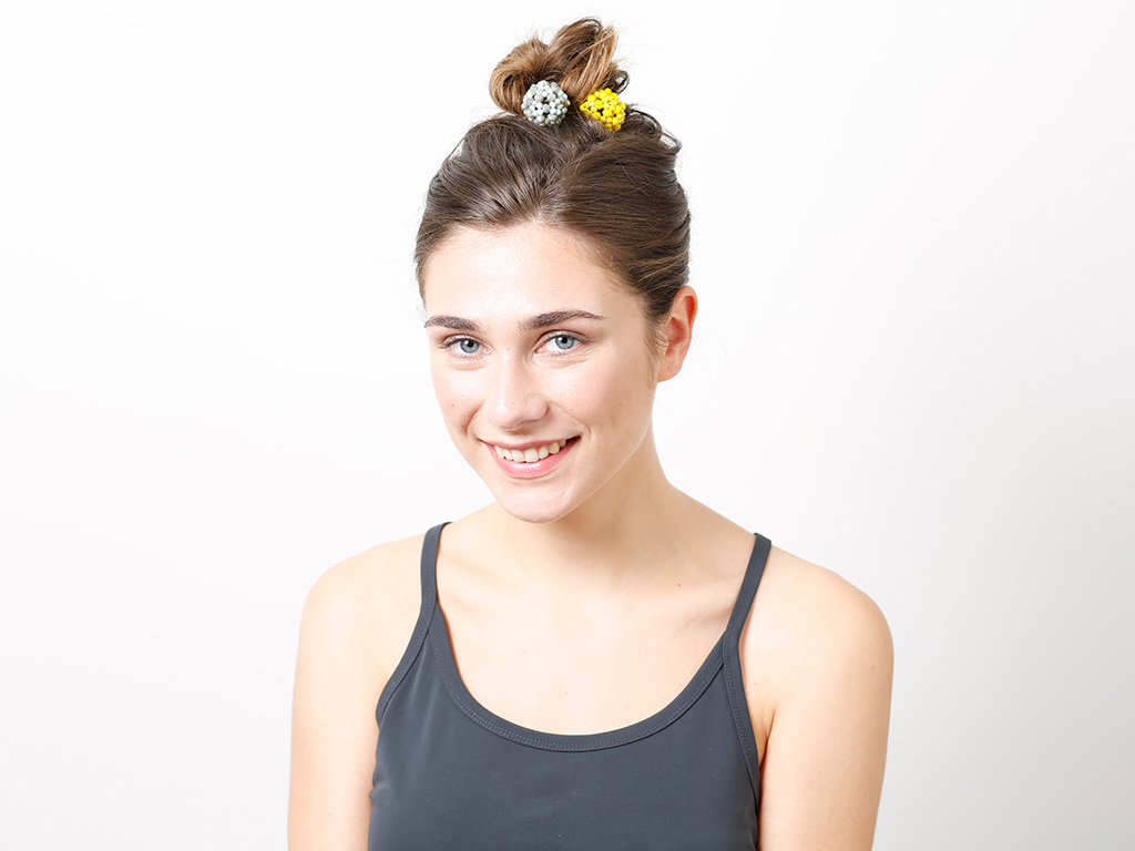 Haargummi Claire gelb-grau