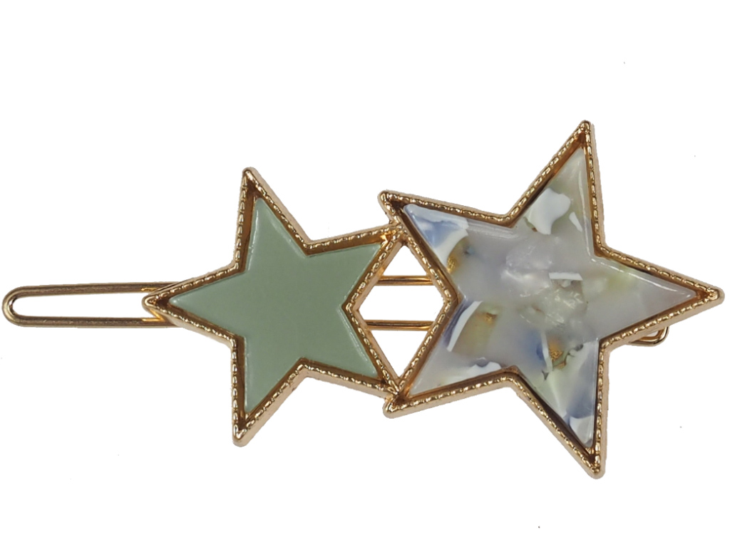 Haarspange Estella grau-grün klein